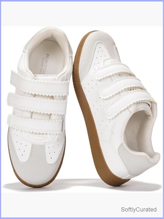 Shoes - Women's Fashion Sneakers with Memory Foam - Lightweight Non-Slip Hook & Loop